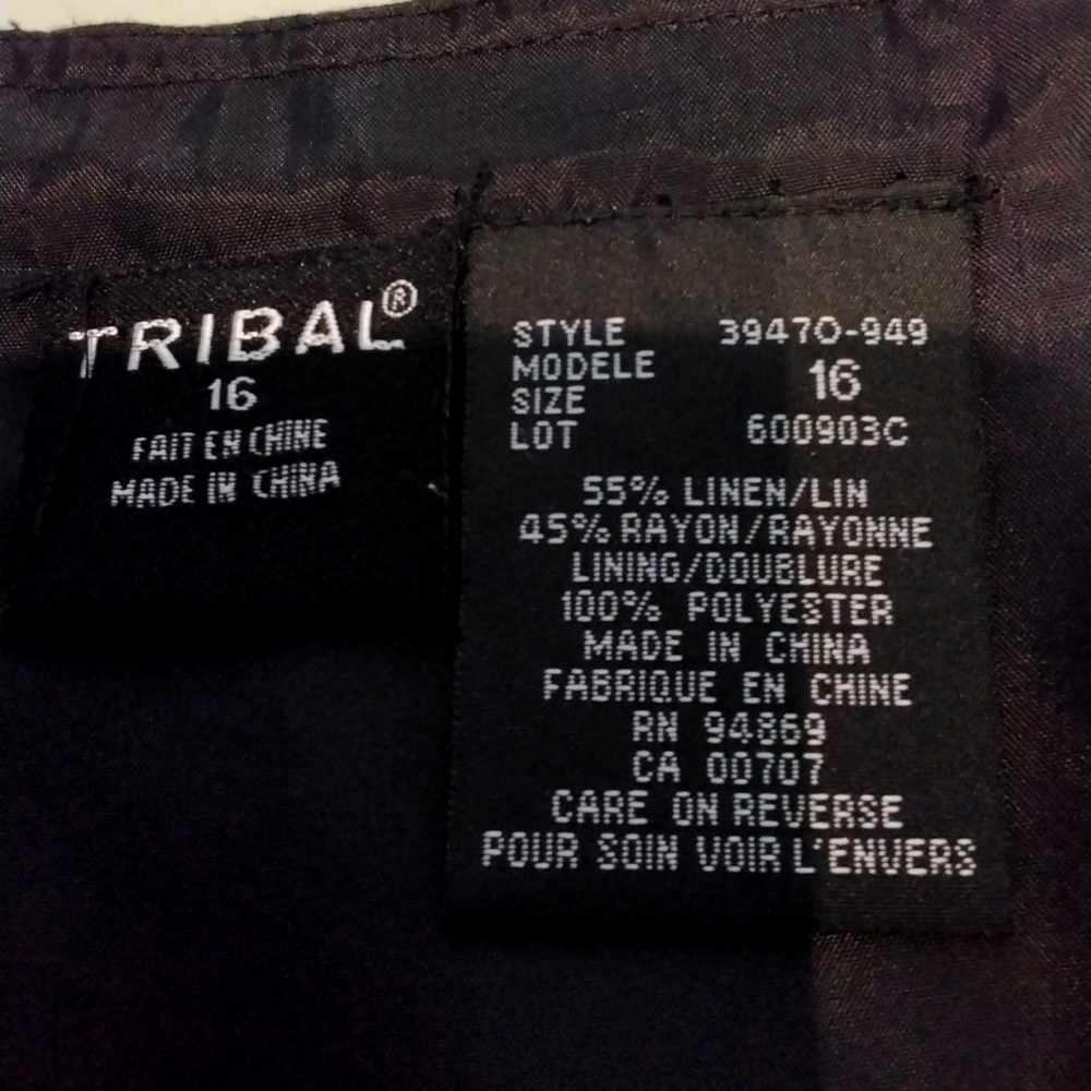 Tribal Ladies black tiered linen skirt, size 16 - Picture 6 of 7